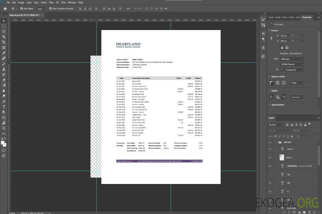 Relevé bancaire de Heartland en Nouvelle-Zélande template